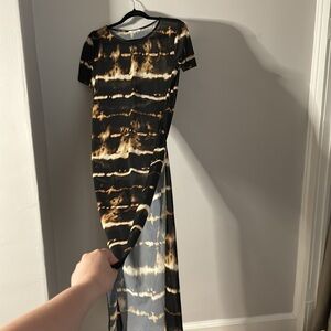 Zara long dress fends black flames see throughout